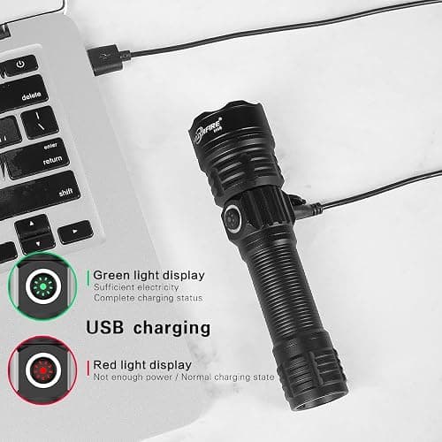 haixnfire Tactical Flashlight Type-C USB Rechargeable 6000 lumens Zoomable LED Waterproof flashlights with Pressure Switch Picatinny Rial Light thumbnail 9
