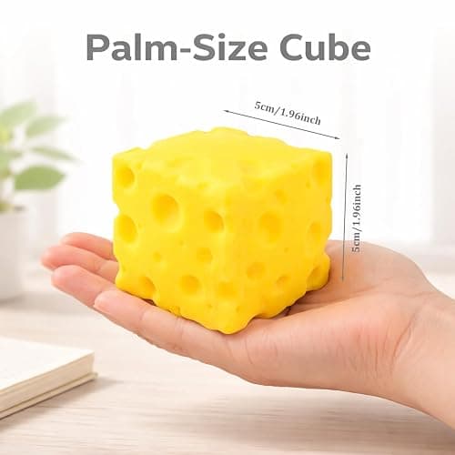 Cheese Squishy Toy, Cheese Block, Soft Stress Relief Toy, Cute Squeeze Gift for Adults, Home Office School 1 PC thumbnail 2