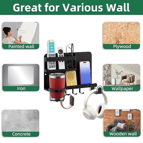 Versatile Bedside Wall Organizer, Floating Bedside Shelves, Wall Mount Essential Accessories for Room Decor, Dorm, Makeup Organizer, Remote Control Holder，Night Stand thumbnail 10