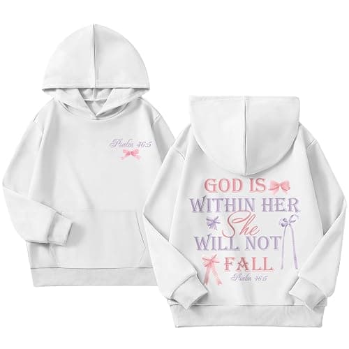 Zoemghc Girl's Christian Graphic Hoodie God is Within Her Hoodies for Kids Jesus Faith Religious Sweatshirts Pullover Tops - Image 1