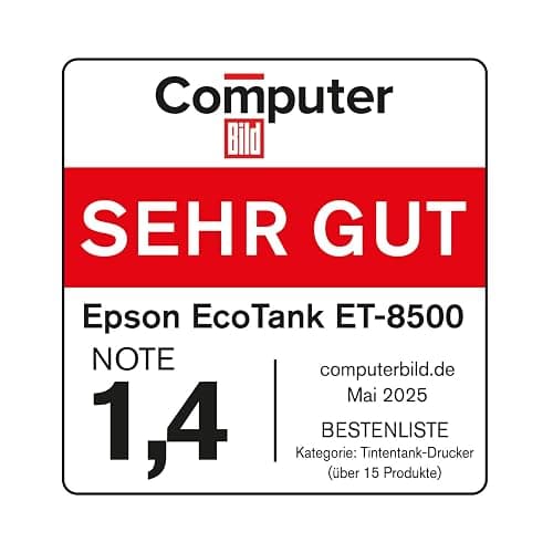 Epson EcoTank ET-8500 Tintentankdrucker | Fotodruck | 6-Farb-Tintensystem | WLAN | A4 | Drucken, Kopieren, Scannen | 10.9 cm Touchscreen | Duplexdruck | hinterer Papiereinzug thumbnail 13