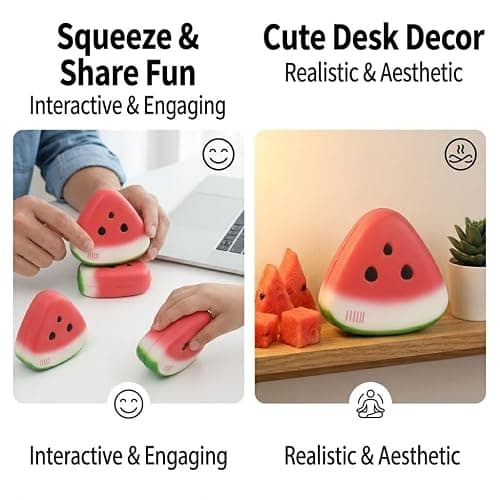 Watermelon Squishy Stress Reliever, Slow Rising Fruit Sensory Prop for Tension Management, Cute Office Desk Accessory & Calming Gift（Watermelon） thumbnail 6
