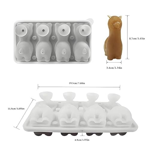 3D Alpaca Ice Cube Mold, 4 Hole Fun Shapes Large Daarcin Ice Cube Tray for Whiskey,Cocktail,Bourbon, Cute Novelty Animal Gifts for Women, BPA Free (Black) thumbnail 3