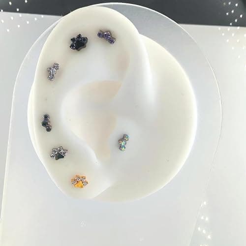 16G Flat back Earring Stud ASTM F136 Titanium 6mm 8mm Push In Fit Threadless Dainty Cartilage Piercing Jewelry for Women for Tragus Helix Rook Conch Lobe Lip thumbnail 6