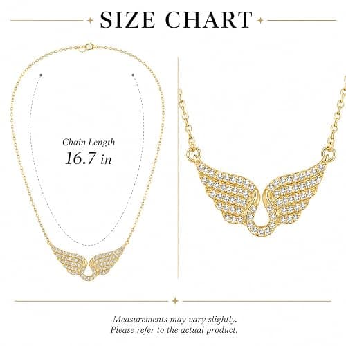JAVARNV Angel Wings Necklace for Women Gold Silver Pendant Elegant Dainty Simple Jewelry Gift for Daily Party Dress thumbnail 5