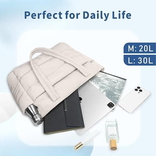 TOPDesign Puffer Tote Bag for Women, Lightweight Puffy Handbag with Compartments, Quilted Shoulder Bag for Work, Travel, Gym thumbnail 8