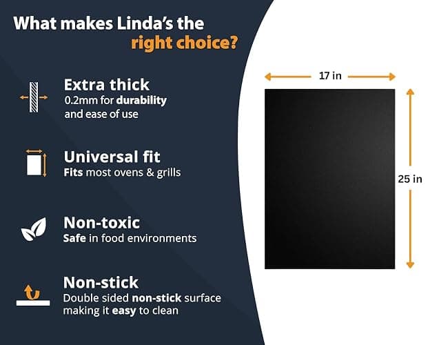 Oven Liners for Bottom of Oven - 3 Pack Large Heavy Duty Mats, 16.25”x23” Non-Stick Reusable Liner for Electric, Gas, Toasters, Grills - BPA & PFOA Free Kitchen Accessory to Keep It Clean (Black) thumbnail 2