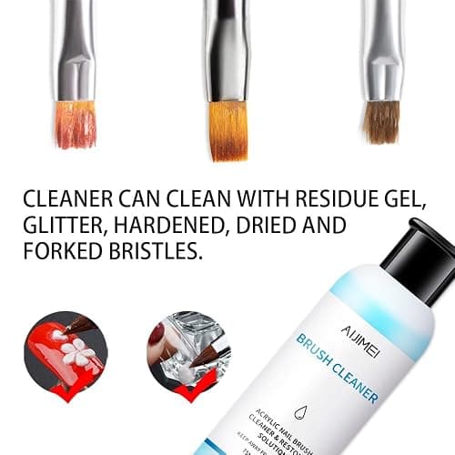 AIJIMEI Nail Brush Cleaner Restorer Nail Brush Cleaner Solution Clean Manicure Brushes Set A with Glass Cup & Cleaning Cotton Pads for Nail Art Gel Polish Painting Brushes 58ml thumbnail 4