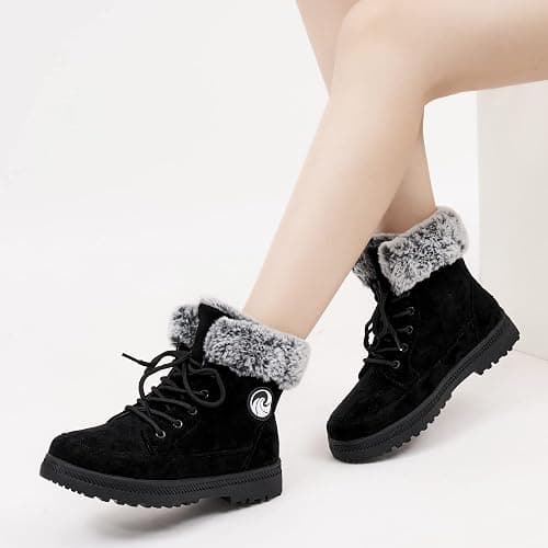 Warm Boots for Women Waterproof Booties Anti Slip Shoes Women Snow Boots Winter Shoes with Fur Lined thumbnail 3