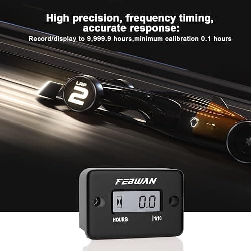 FEBWAN Inductive Hour Meter for Gas Engine Generator Lawn Mower Pressure Washer Marine ATV Boat Outboard Motor Dirt Bike Motorcycle LCD Digital Hour Counter, Waterproof Hr Meters,1 Pack Black thumbnail 4