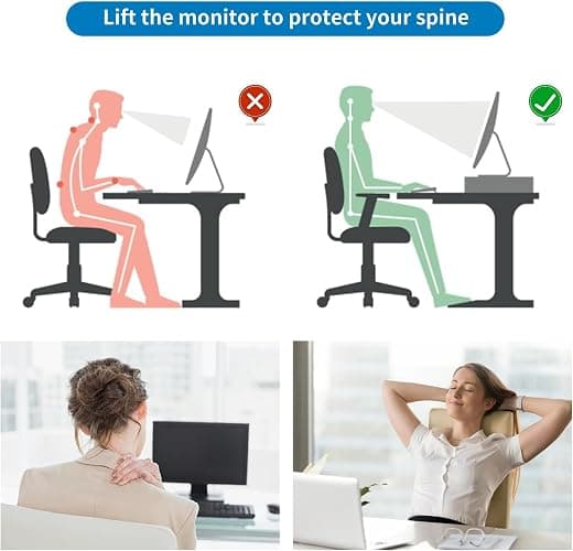 gianotter Computer Monitor Stand Riser, Desk Organizers and Accessories with Drawer, Office Desk Accessories & Workspace Desktop Organizers Storage for Printer Stand (Black) thumbnail 5