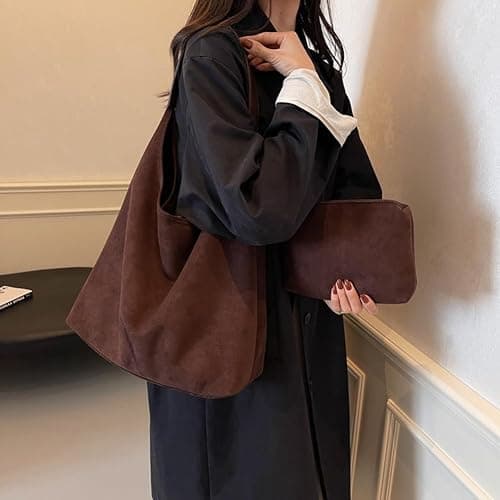 VOSTEVAS Suede Tote Shoulder Bags for Women Slouchy Hobo Bag Handbags Purse Ladies Office Tote Purses for Work Travel thumbnail 2