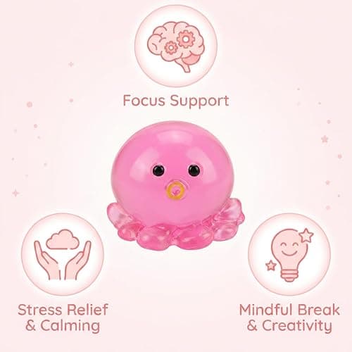 GWZTIO Octopus Squishies, Octopus Stress Ball, Fidget Tool for Study Concentration and Office Stress Relief, Octopu Sensory Tool for Anxiety Management and Travel Entertainment (Rose Red) thumbnail 4