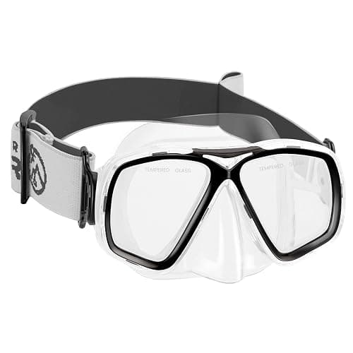 OutdoorMaster Jellyfish Kids Swim Goggles with Nose Cover, Snorkel Diving Mask with Elastic Fabric Strap, Anti-Fog Tempered Glass Swimming Goggles for Boys and Girls, Age 6-14 - Image 1