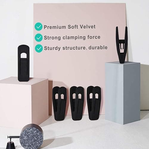 TOFIIGREM Black Velvet Hangers Clips 20 PCS, Non-Slip Velvet Clips for Suit Pant Skirt Hanger, Strong Finger Clips Perfect for Thin Flocking Hangers - 20pc - Black thumbnail 7