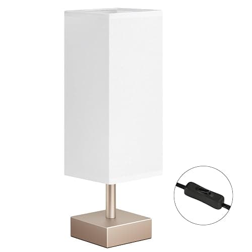 aooshine Antique Small Table Lamp - Bedside Lamp for Bedroom, Minimalist Nightstand Lamp with Square Fabric Shade, Desk Lamp for Kids Room Dorm thumbnail 2