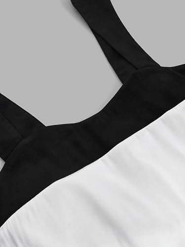 SHENHE Women's Satin Tie Back Tank Top Color Block Wide Strap Scoop Neck Silky Top thumbnail 6