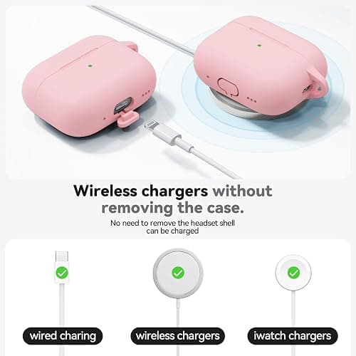 Inesore Compatible with AirPods Pro 3 Case with Cleaning Kit, Silicone Protective Case Cover for Apple Air Pods Pro 3rd (2025), Unisex Design - Pink thumbnail 4