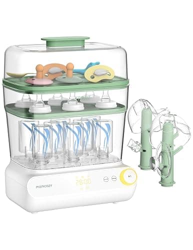 Momcozy 3 Layers Large Bottle Sterilizer and Dryer, Fast Sterilize and Dry, Universal Bottle Sterilizer for All Bottles & Breast Pump Accessories, Touch Screen & Auto-Off Bottle Sanitizer - Green - Image 1