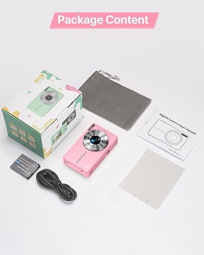 Digital Camera 1080P, 44MP FHD Compact Digital Camera, 16X Digital Zoom Portable Photo Camera with 2.4" LCD Screen, 1 Battery, Vlogging Camera for Kids, Beginners, Teens, Students-Pink (No SD Card) thumbnail 8