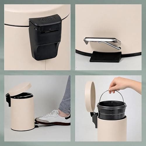 kela Kosmetikeimer 3L MONACO, Metall Tretmülleimer Badzimmer, WC, Küche, Badmülleimer mit herausnehmbarem Einsatz, beige matt thumbnail 5
