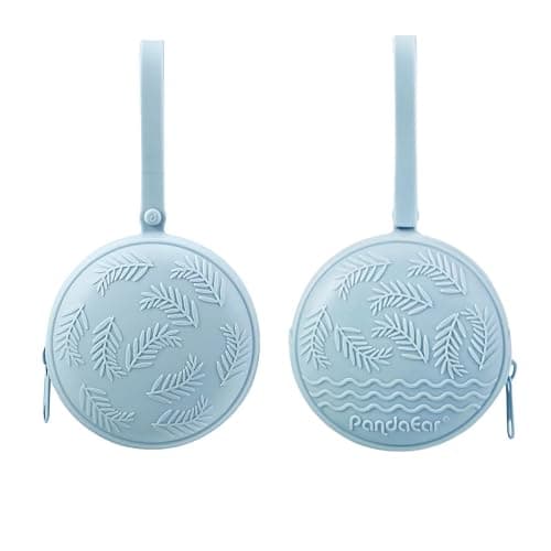 PandaEar 3 Pack Silicone Pacifier Holder Case, Portable Travel Pacifier Pouch for Newborns, BPA-Free Silicone Pacifier Storage Container for Boys & Girls (Green, Blue, Cream) thumbnail 7