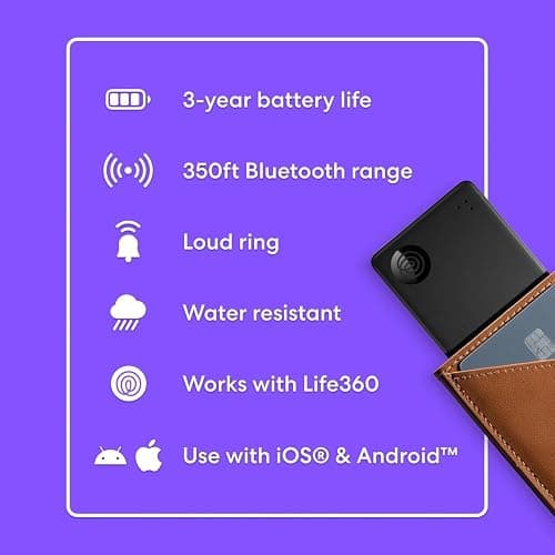 Tile by Life360 Slim - Wallet Finder, Bluetooth Tracker and Item Locator for Luggage Tags, Passports and More. Both iOS and Android Compatible. Phone Finder. 1-Pack (Black) thumbnail 7