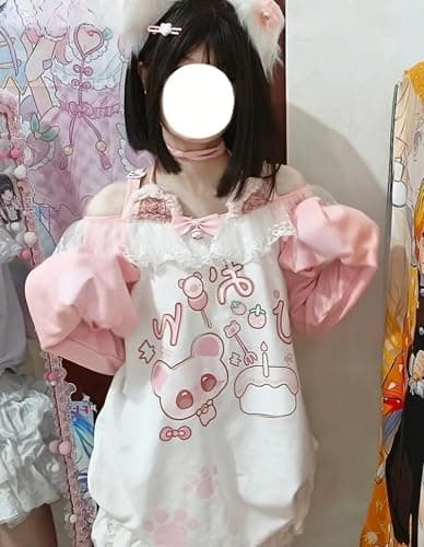 Y2K Cutecore Kawaii Sweet Shirt Women Long Sleeve Oversize Japan Cartoon Print Cute Teen Tshirt Top Clothes thumbnail 5