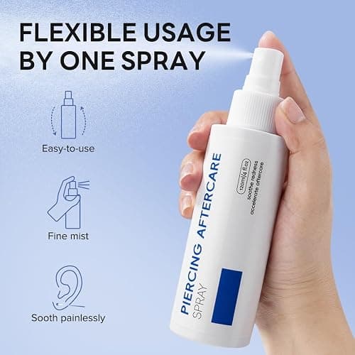 4OZ Piercing Aftercare Spray, Saline Spray for Piercings, Piercing Cleanser for Ear, Nose & Belly Button, Travel Size thumbnail 2