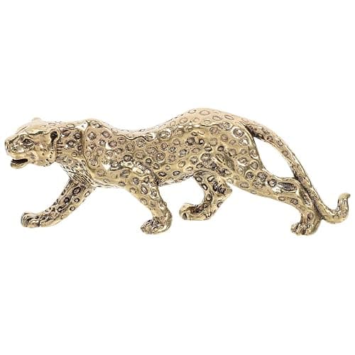 ABOOFAN Leopardenverzierung Aus Messing Schreibtisch-skulptur Desktop-Ornament Briefbeschwerer Mit Tiermotiv Tierdekor Auf Dem Tisch Leopard-Statue Geparden- Panther Golden - Image 1