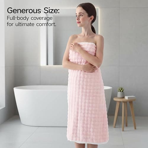 REDKISS Soft Bath Towel Sets 8-Piece, Microfiber Quick Dry & Absorbent, 35x70 in Large Bath Sheet 14x30 in Hand Towel, 12x12 in Washcloth, Pink Bathroom Towel Set thumbnail 6
