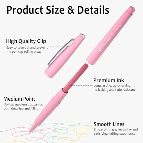 Lelix 30 Colors Felt Tip Pens, Medium Point Pastel Colored Pens, Felt Tip Markers Pens For Journaling, Writing, Note Taking, Planner Coloring, Perfect for Art Office and School Supplies thumbnail 4
