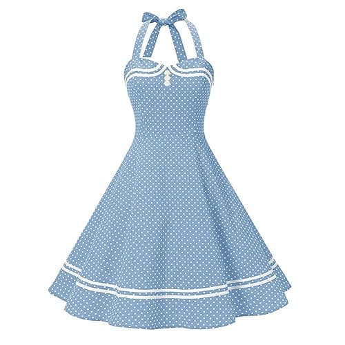 1950s Dresses for Women Vintage Retro Cocktail Party Swing Dresses Halter Floral Rockabilly 50s Polka Dot Pin up Dress - Image 1
