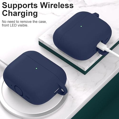 ATUAT Compatible with AirPods Pro 3 Case, Protective Soft Silicone Cover with Keychain Cleaning Kit for Women Men for Apple AirPods Pro 3rd Generation(2025), Front LED Visible, Midnight Blue thumbnail 6