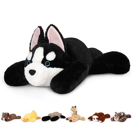Niuniu Daddy 20" | 3.3 Pound Weighted Husky Stuffed Animals for Adults Kids, Weighted Stuffed Husky Dog Plush for Toddler, Fluffy Plushy Toy Body Pillow with Soft Fur for Present Christmas Birthday - Image 1