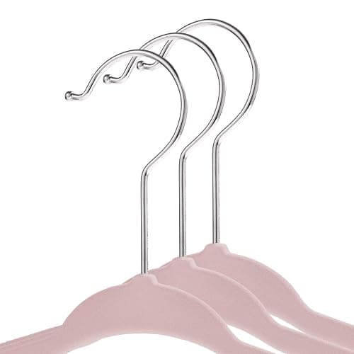 Casafield 50 Velvet Baby Hangers - 11" Size for Infant & Toddler Clothes - Light Pink thumbnail 4