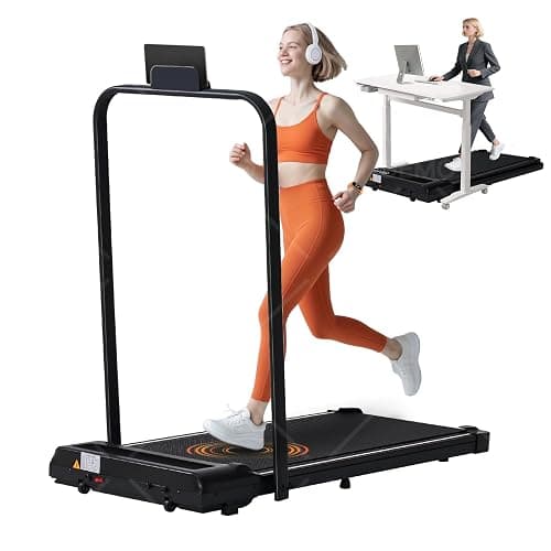 Walking Pad Treadmill with Handles, Folding Foldable Electric Treadmills for Home Small, 3.0HP Walking Pad with Handle Bar, 3 in 1 Portable Under Desk Treadmill with LED Display, 320LBS Capacity - Image 1