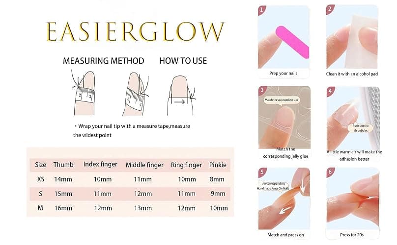 Handmade Short Almond French Press On Nails,Reusable&Salon Quality-EGA01,XS | 10Pcs Daily & Party Fake Nails | Easy Apply & Remove | Nude French Press Ons with Blue 3D Floral Carving Accents thumbnail 6