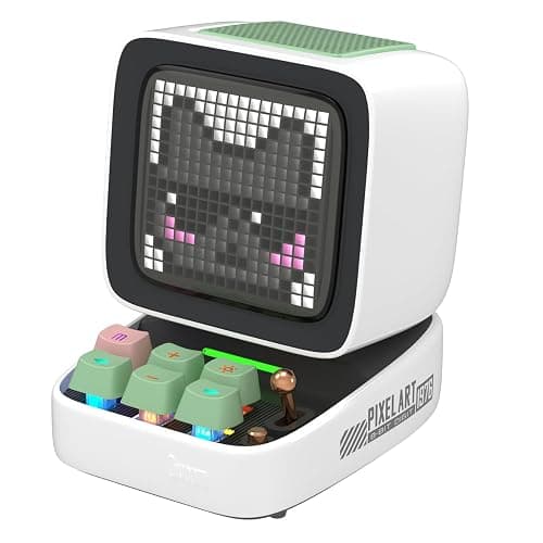 Divoom Ditoo Retro Pixel Art Game Bluetooth Speaker with 16X16 LED App Controlled Front Screen (White) - Image 1