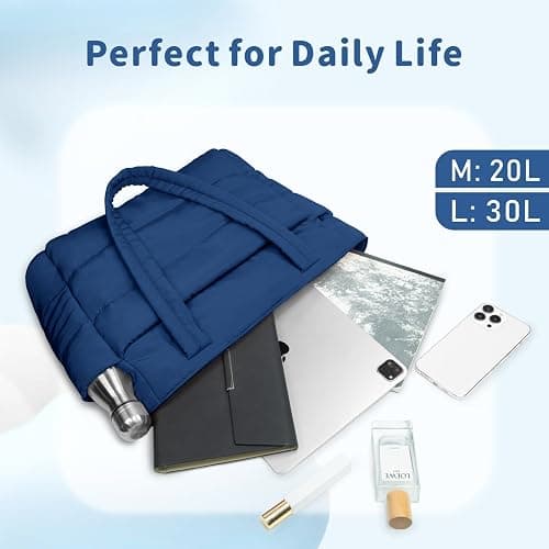 TOPDesign Puffer Tote Bag for Women, Lightweight Puffy Handbag with Compartments, Quilted Shoulder Bag for Work, Travel, Gym thumbnail 8
