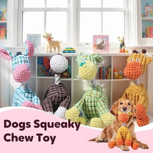 Hknbj Indestructible Dog Toy, 2026 New Durable Plush Dog Toys for Aggressive Chewers, Squeaky Chew Toy for Small Medium Large Dogs Puppy Teething Toys (Blue+Green) thumbnail 4