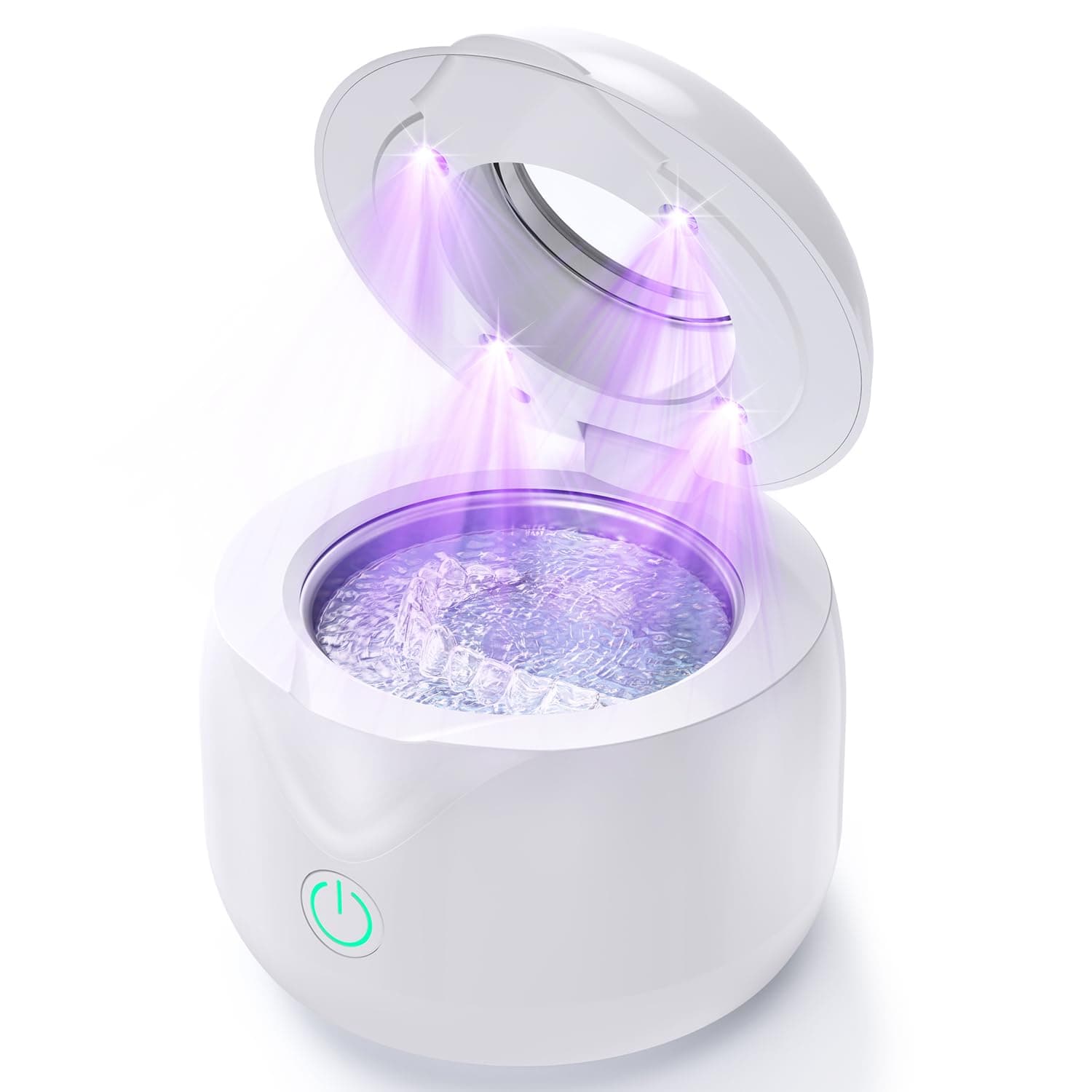 CXRUY Ultrasonic Retainer Cleaner - UV Dental Cleaning Pod Night Guard Cleaner for Dentures, Aligner, Braces, Toothbrush Heads, Jewelry (White) - Image 1