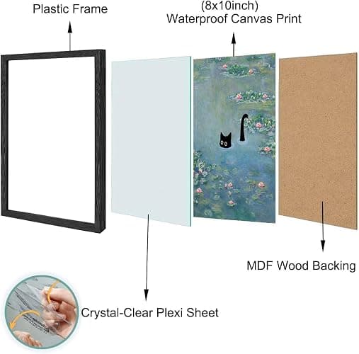 Hamduker Cat Wall Art Monet Prints Vintage Canvas Wall Art Funny Cat in Water Lilies Posters for Room Bedroom Living Room Bathroom Wall Decor Aesthetic (Size: 8''x10''x1pcs) thumbnail 2