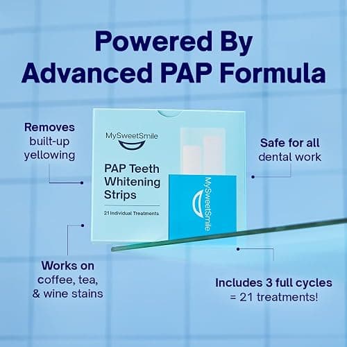 MySweetSmile Dentist-Approved Teeth Whitening Strips – IndyBest Winners 2023 & 2024 – Whiter Teeth in 7 Days – 21 Treatments – Reverses Years of Yellowing – Non-Slip & Sensitivity-Free – Pap Formula thumbnail 4