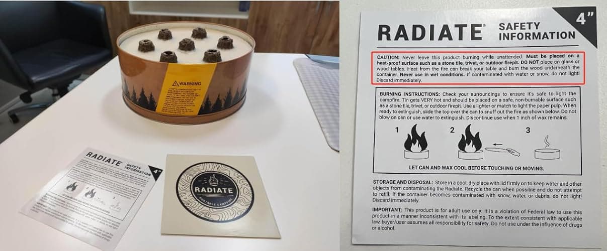 Radiate XL Portable Campfire As Seen On Shark Tank - Made in USA - Up to 2 Hours of Burn Time - Reusable Travel Fire Pit for Camping, Beach, Patio - Portable Fire Pit (Eucalyptus Scent) thumbnail 8