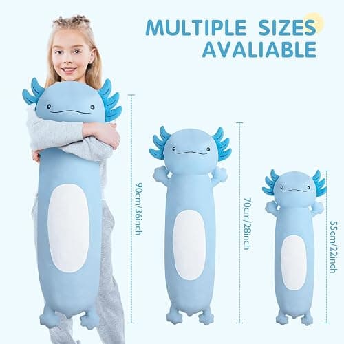 Dalmao 36 inch Cute Giant Blue Axolotl Plush Soft Body Pillow, Large Axolotl Stuffed Animals Toy, Squishy Plushies Gifts for Kids Boys Girls Birthday thumbnail 3