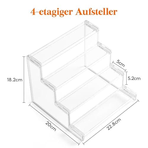 Lifewit 4-stufiger klarer Display Ständer, 1 Stück Kunststoffständer für Präsentation, Plastik Organizer für Figuren, Cupcakes, Schreibtischständer zum Ordnen und Dekorieren, 22.8cm thumbnail 3