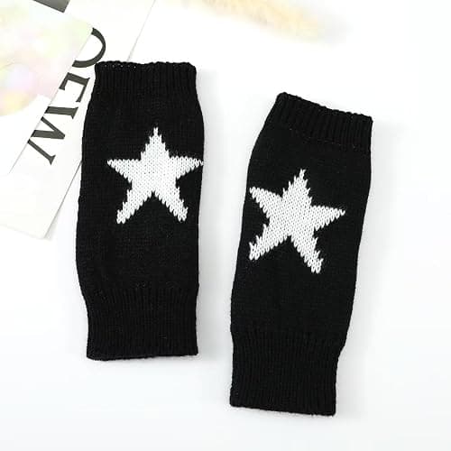 Sumleno Cute Y2K Star Fingerless Gloves Thumb Hole Mittens Fairy Grunge Accessories Harajuku Arm Warmers for Women Girls thumbnail 2
