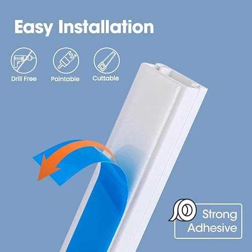 YesBes 116in Cord Hider Kit, Cord Covers for Wires on Wall, Paintable Cable Raceway, Cord Hider for Wall Mount tv, tv Cable Hider Wall kit, Wire Covers for Cords, W0.96in X H0.57in, White thumbnail 4