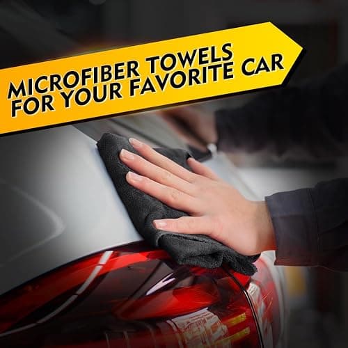 HOMEXCEL Black Microfiber Cleaning Cloth 6 Pack, 12.5 x 12.5 inch Microfiber Towels for Cars, Ultra Absorbent Car Washing Cloth, Lint Free Streak Free Cleaning Rags for Car, Kitchen, and Window thumbnail 4